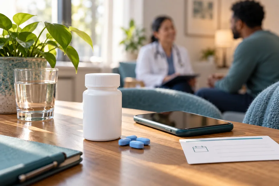 Medicine bottle and appointment card for HIV prevention care